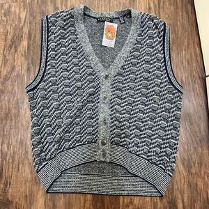 Brandini 90's Vintage Sweater Vest with Geometric Cool Toned Print